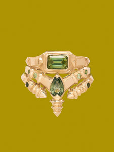 'Torque' ring :: Green tourmaline :: Ready to ship